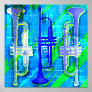 3 Trumpets Abstract Poster