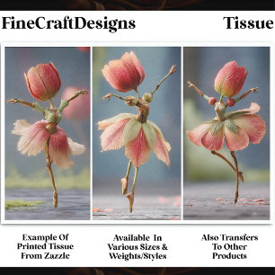 3 Tulip Flower Ballerinas, Pink DJ5R Decoupage Tissue Paper