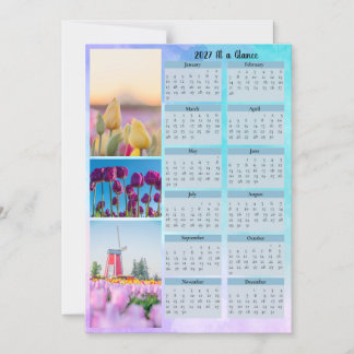 3 Tulip Image At a Glance Calendar Magnetic Invitation