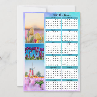 3 Tulip Image At a Glance Calendar Magnetic Invitation