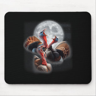 3 Turkeys Howling At The Moon Funny Turkey Hunting Mouse Pad