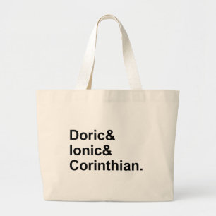 3 Types of Greek Columns   Doric Ionic Corinthian Large Tote Bag