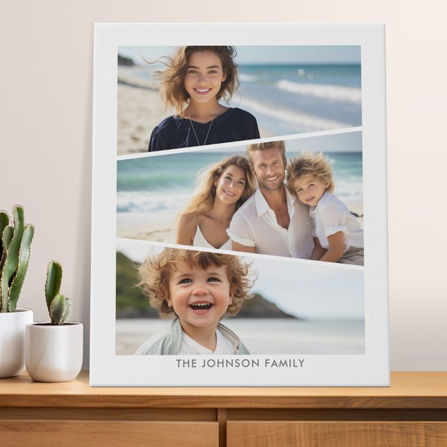 3 Uneven Photo Collage - Funky Quadrilateral Art Faux Canvas Print (Custom Photo collage - wall art with your photos)