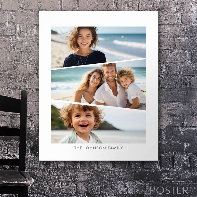 3 Uneven Photo Collage - Funky Quadrilateral Art Poster (Custom Poster)