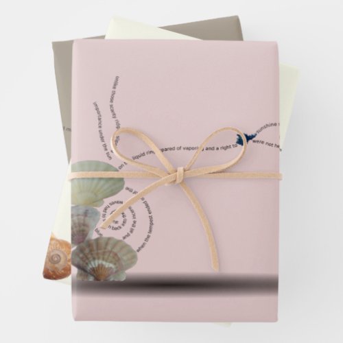 3 unique coastal pink beige sophisticated wrapping paper sheets