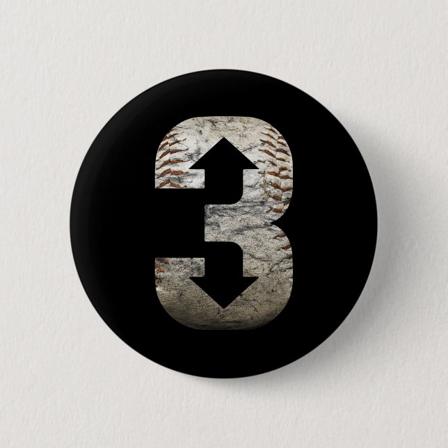 3 Up 3 Down  Three Up Three Down Baseball  Button (Front)