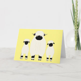3 Valais Black Nose Sheep in a Row Card