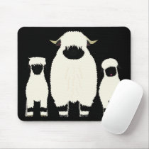 3 Valais Black Nose Sheep in a row Mouse Pad