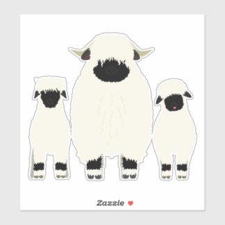 3 Valais Black Nose Sheep in a Row Sticker