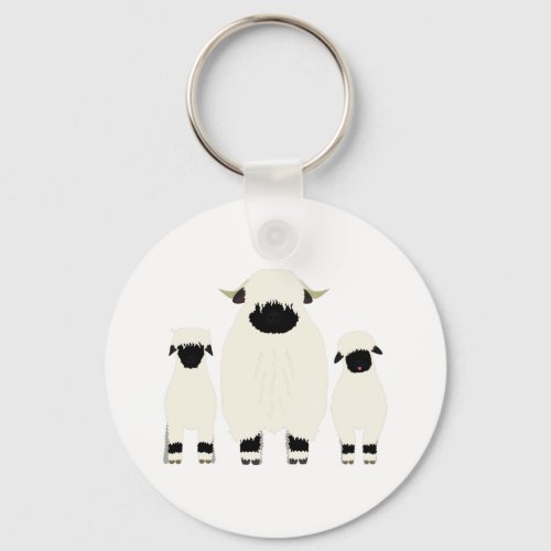 3 Valais Blacknose Sheep in a row Keychain