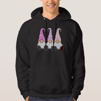3 Valentine Gnomes Cute Elves Hearts Love Nordic G Hoodie