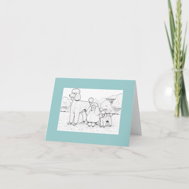 3 Varieties of Poodles Notecard (Front)