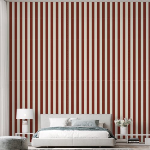 3 Vertical Stripe Earthy Red Brown  Ivory White Wallpaper