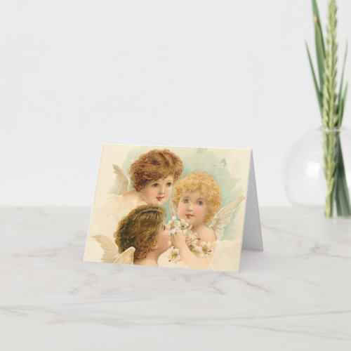 3 Vintage Angels Thinking Of You Greeting Card
