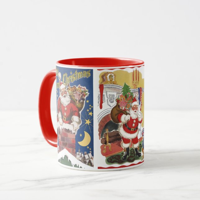 3 Vintage Santas from Twas Night Before Christmas Mug (Front Left)