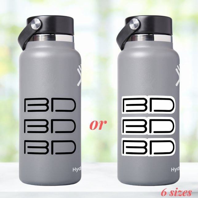 3 Vinyl Black Monogram logo Business Water Bottle Sticker (Creator Uploaded)