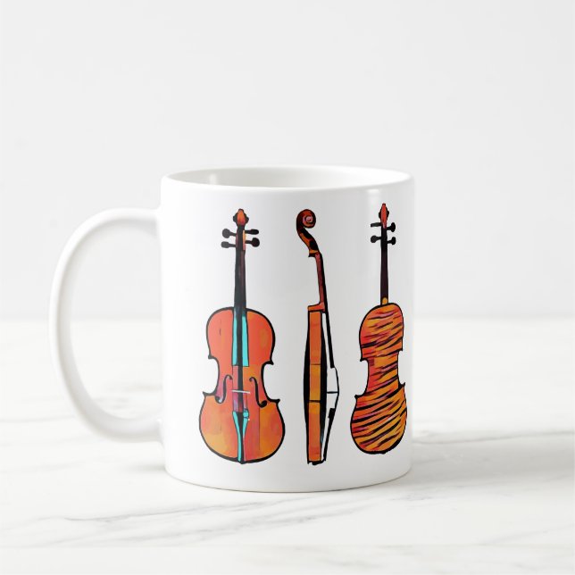 3 violins Original musical Instruments Pop Art Coffee Mug (Left)