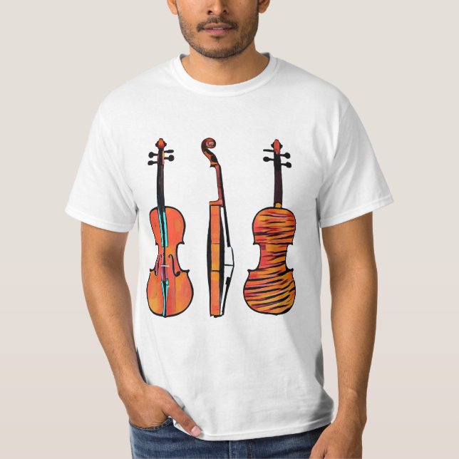 3 violins Original musical Instruments Pop Art T-Shirt (Front)