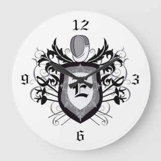 3 Weapons Crest Grey Fencing Clock