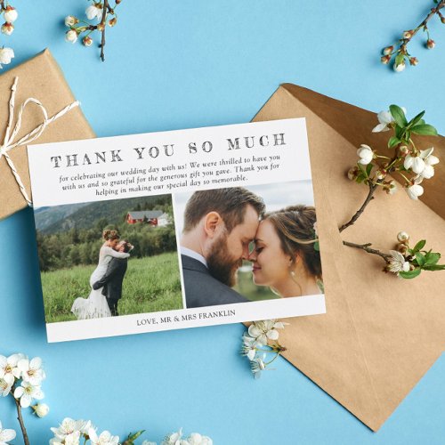 3 Wedding Photos Sketched Font Thank You