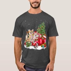 3 Welsh Corgi Truck Christmas Light Tree Reindeer T-Shirt