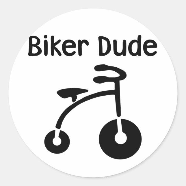 3 Wheeler  Retro Biker Dude Classic Round Sticker (Front)