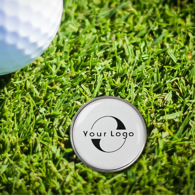 3 White Modern Company Logo Business Brand Simple Golf Ball Marker (Creator Uploaded)