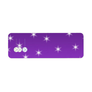 3 White Swirl Design Christmas Baubles. On Purple Label