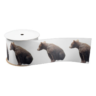 3" Wide Satin Ribbon, 2 Yard Spool w/ bear cub Satin Ribbon