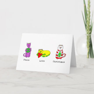 3 Wise Cats - Peace, Love, Christmas - Holiday Card