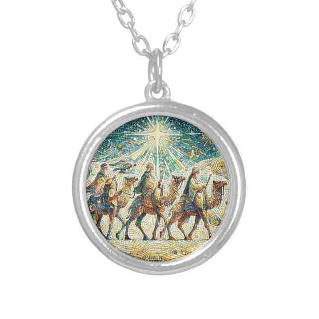 3 Wise men Silver Plated Necklace (Front)