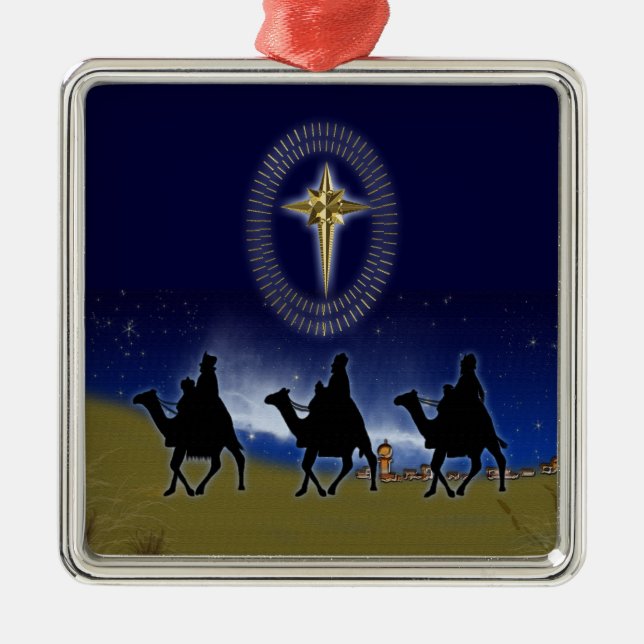 3 Wise Men & Star of Bethlehem Christmas Ornament (Front)