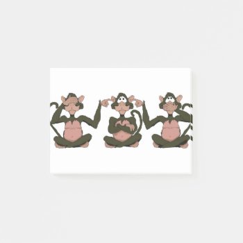 3 Wise Monkey Post-it Notes by Bubbleprint at Zazzle