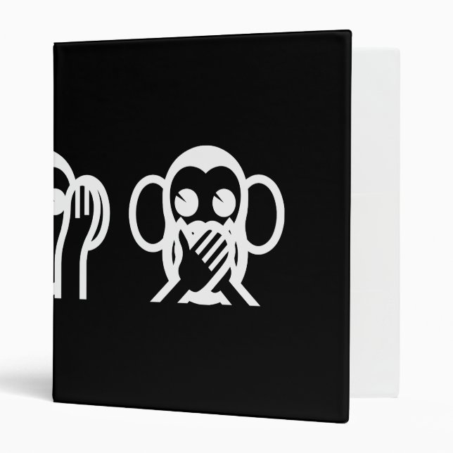 3 Wise Monkeys Emoji 3 Ring Binder (Front/Inside)