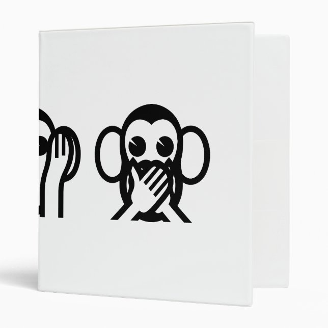 3 Wise Monkeys Emoji 3 Ring Binder (Front/Inside)