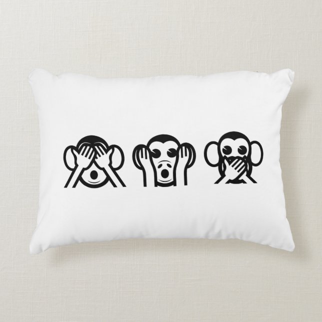 3 Wise Monkeys Emoji Accent Pillow (Front)