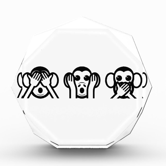 3 Wise Monkeys Emoji Acrylic Award (Front)