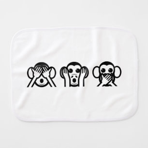 3 Wise Monkeys Emoji Baby Burp Cloth