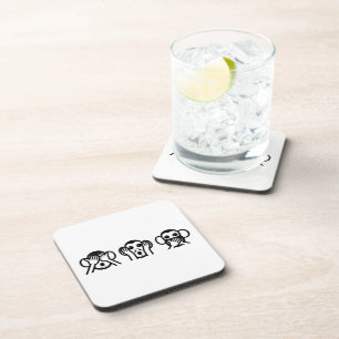 3 Wise Monkeys Emoji Beverage Coaster