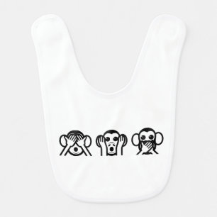3 Wise Monkeys Emoji Bib