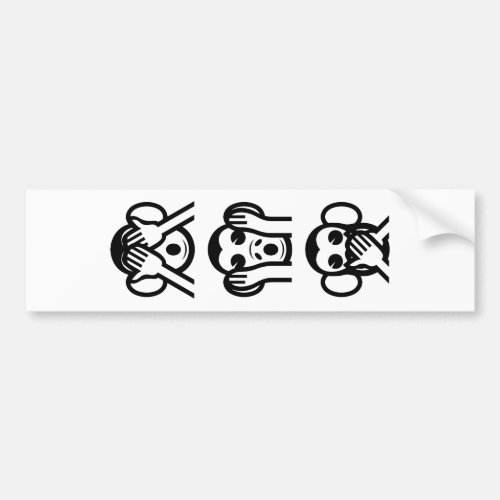 3 Wise Monkeys Emoji Bumper Sticker