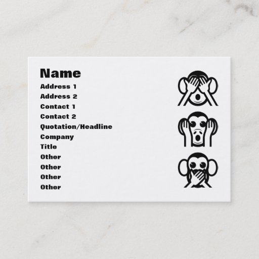 Customizable 3 Wise Monkeys Emoji Business Card Templates