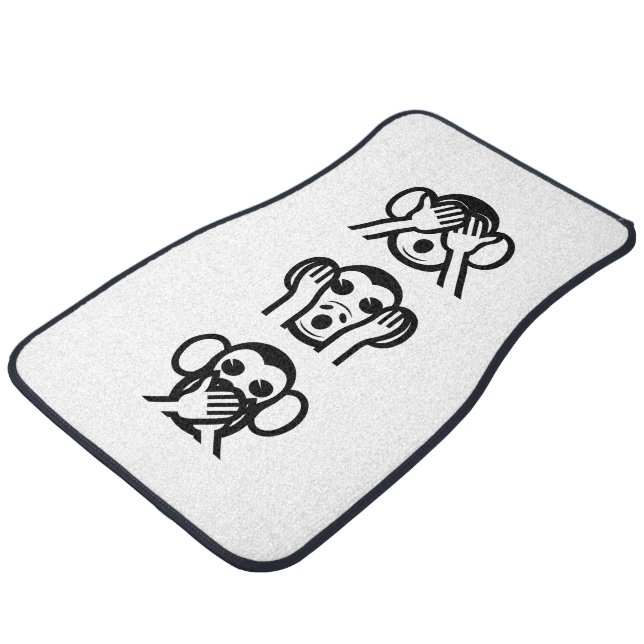 3 Wise Monkeys Emoji Car Floor Mat (Angled)