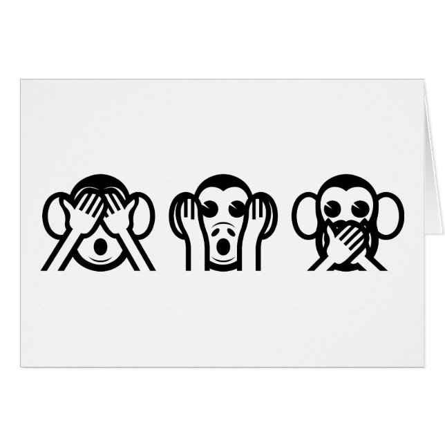 3 Wise Monkeys Emoji Cards (Front Horizontal)