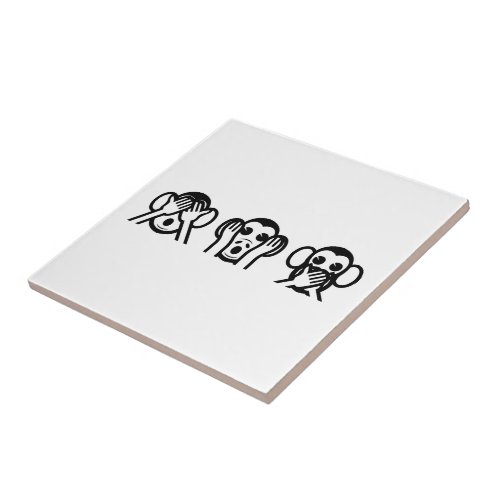 3 Wise Monkeys Emoji Ceramic Tile