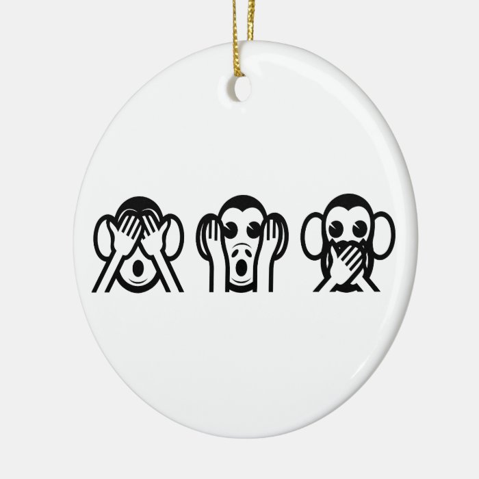 3 Wise Monkeys Emoji Christmas Ornaments