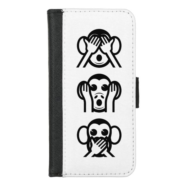 3 Wise Monkeys Emoji iPhone Wallet Case (Front)