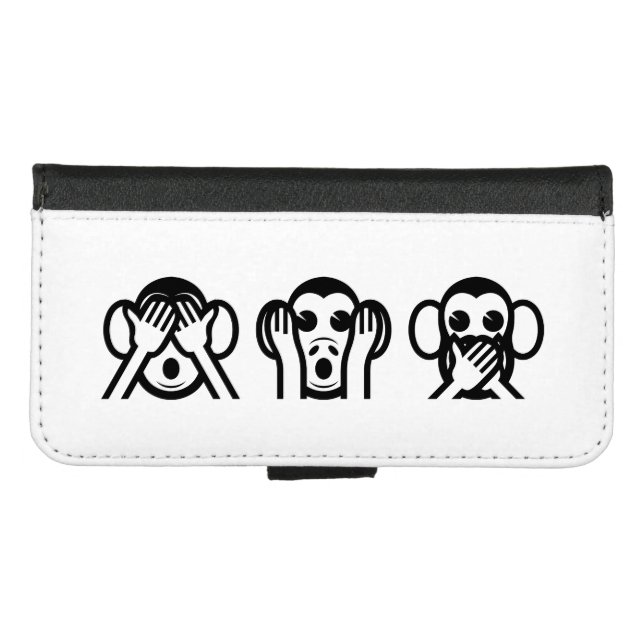 3 Wise Monkeys Emoji iPhone Wallet Case (Front (Horizontal))