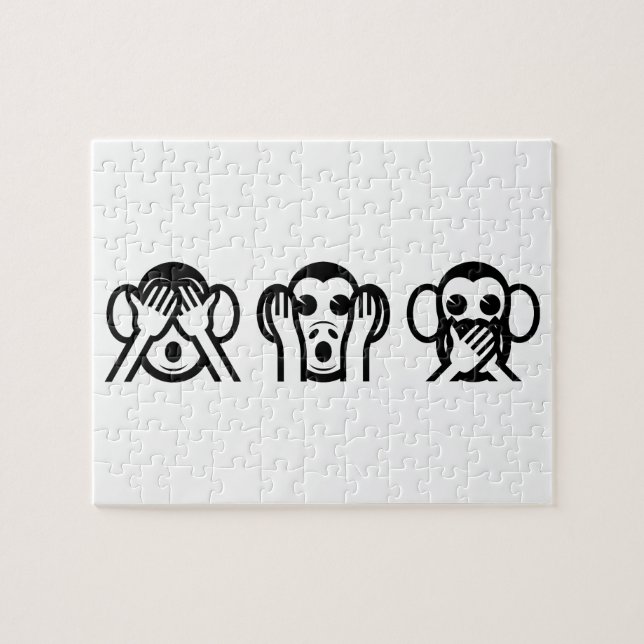 3 Wise Monkeys Emoji Jigsaw Puzzle (Horizontal)