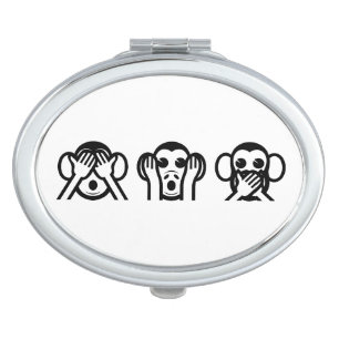 3 Wise Monkeys Emoji Makeup Mirror